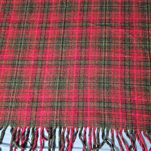 Vint Pendleton Blanket Throw Wool Plaid Tartan 1960s Stadium Red Black 60" USA